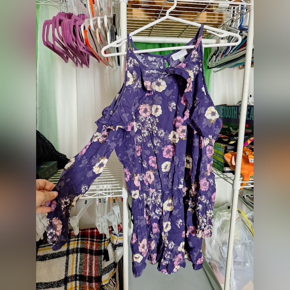 PLACE SIZE 16 PURPLE ROMPER COLD SHOULDER FLORAL PRINT